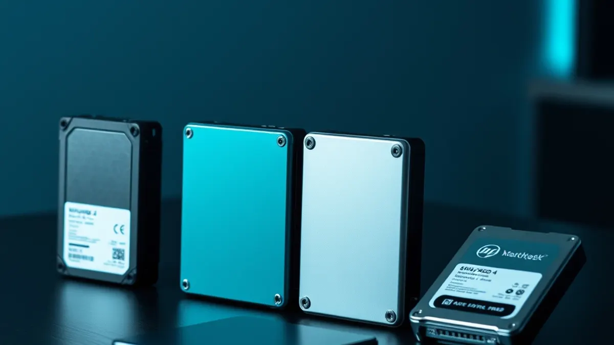 Disque dur externe portable Toshiba Canvio posé sur un bureau